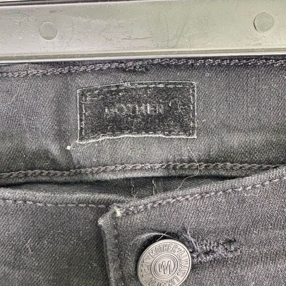 Mother High Waisted Black Insider Crop Step Fray Jeans Size 29 - Picture 4 of 14